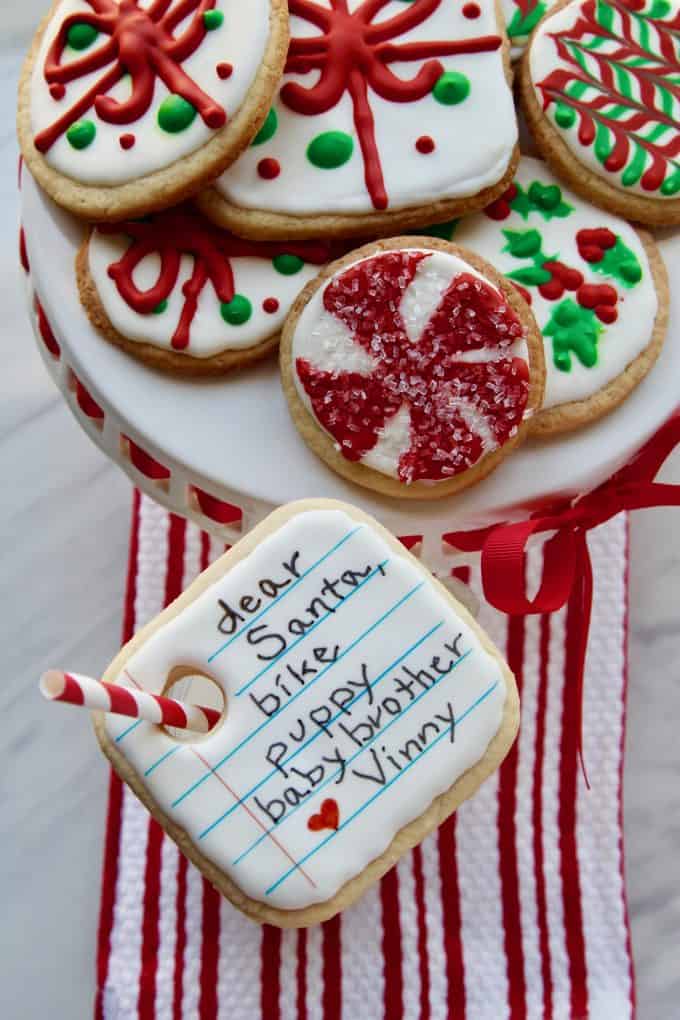 best christmas-themed cookies that look like a letter to Santa